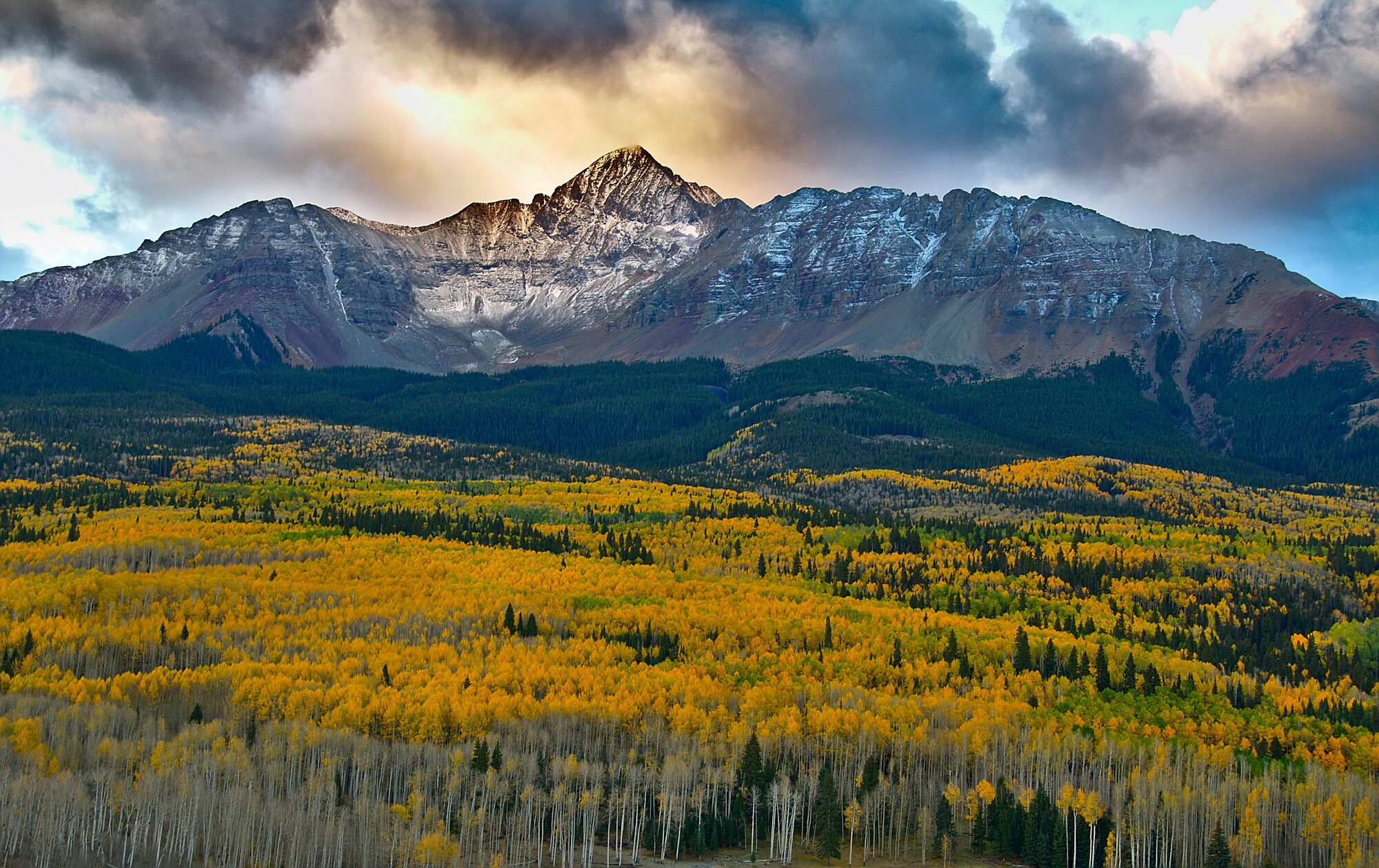 Wilson Peak and golden aspens in the San Juans near Montrose