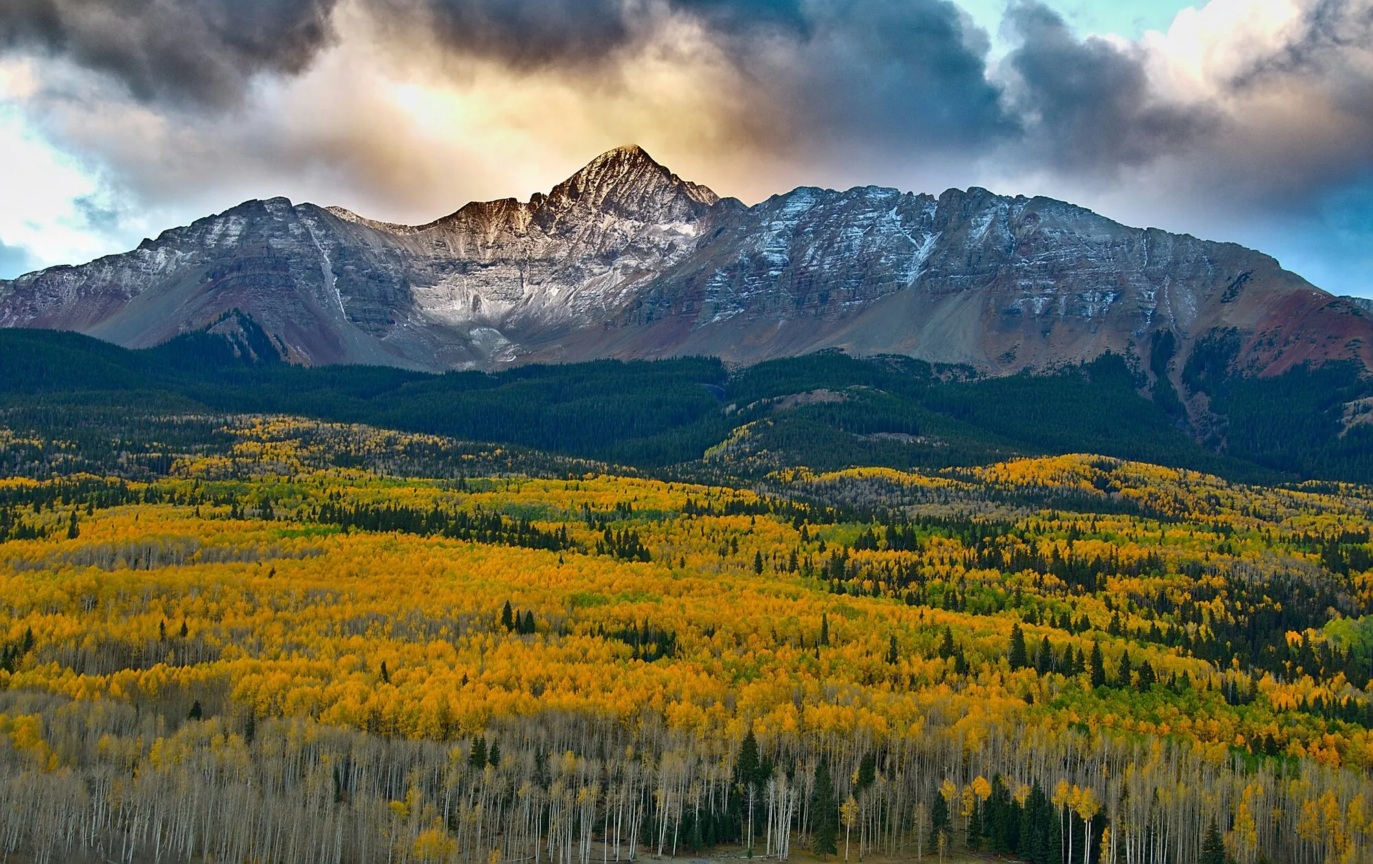 Wilson Peak and golden aspens in the San Juans near Montrose